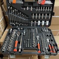 Ensemble complet de clés à douilles de 222 pièces, jeu de clés à cliquet à 72 dents et clés à molette, kit d'outils manuels professionnels métriques pour service de garage