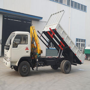 DONGFEGN 4x2 RHD Dump משאית טיפר עם 5T מנוף 3T משאית רכוב מנוף עם תיבת מזבלה יצרן - Product Image 1