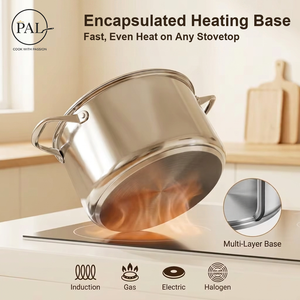 Set di Pentole e Padelle in Acciaio Inox Ecologico con Coperchio in Vetro, Design Europeo Compatibile con Induzione per Uso Domestico e Ristorante - Product Image 5