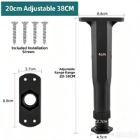 Pieds de meubles télescopiques en plastique, imperméables, réglables, de hauteur moyenne, pour cadre de lit, en forme de T, haute capacité de charge