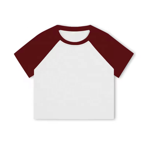 YZX Logo personnalisé du fabricant <span class=keywords><strong>Crop</strong></span> <span class=keywords><strong>Top</strong></span> pour femmes 220gsm 95% coton 5% Spandex manches courtes raglan strass diamants été - Product Image 3