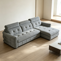 Luxuriöses Modernes Holz-Wohnzimmer-Schlafzimmer-Set mit Weichen Sofas, Bettfunktion, Liegestuhl, L-Form, Klappbar, 2-3-Sitzer, Ausziehbar mit Stauraum