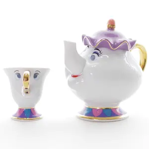 Service à café en porcelaine avec théière, la belle et la bête, tasse en céramique, service à thé de luxe avec théière