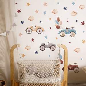 Dibujos animados coche clásico nube dúo estrella pegatinas de pared dormitorio de los niños sala de estar decoración papel tapiz autoadhesivo pegatinas de PVC - Product Image 4