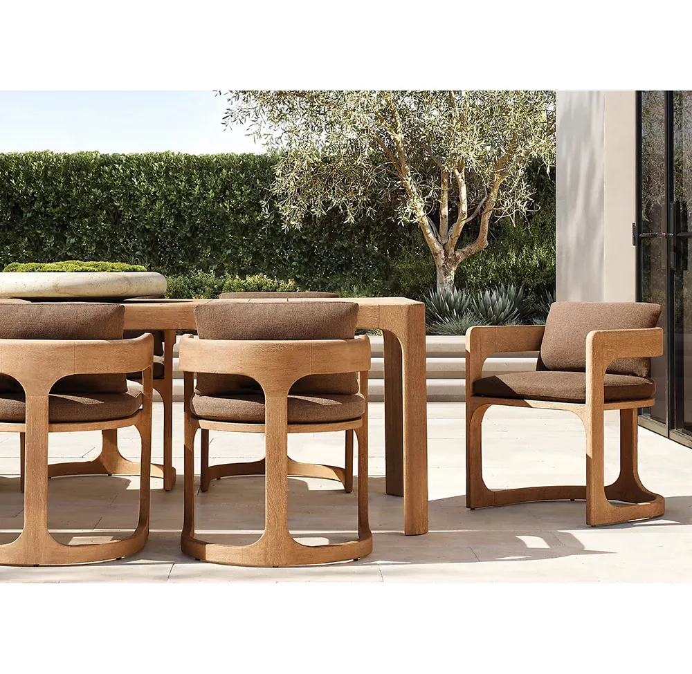 Nouveau design moderne, jardin, balcon extérieur, ensemble de meubles d'hôtel, table en bois de teck, ensemble de table à manger