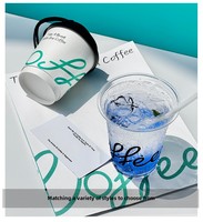Shirongpack Gobelet à café jetable transparent en PET à paroi simple de 16 oz avec couvercle, revêtement UV, diamètre 98 mm, impression de logo prise en charge