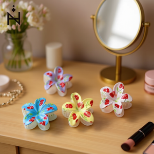 Pince à cheveux fleur de cerisier 8 cm en plastique, style doux, pour femme, usage quotidien, haute qualité - Product Image 2