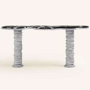 <span class=keywords><strong>Table</strong></span> d'appoint en marbre de luxe nordique <span class=keywords><strong>Table</strong></span> <span class=keywords><strong>console</strong></span> en travertin de porche de luxe nordique pour salon de couloir d'entrée - Product Image 6