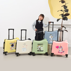 <span class=keywords><strong>Valise</strong></span> cabine 20 pouces pour enfants, avec fonction siège et roulettes, motif dessin animé, aide à la marche pour bébé - Product Image 2