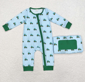 Pijama de manga larga con cremallera para bebé, estampado completo de tractor, para niños pequeños, con temática de granja - Product Image 4