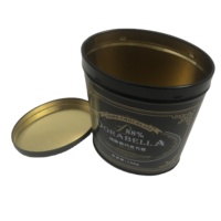 Boîte métallique à café en étain noir, boîte en étain ovale