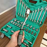 Juego de Llaves de Tubo para Reparación de Automóviles de 37 Piezas, Llave de Trinquete con Barra de Extensión, Llave Combinada con Estuche de Almacenamiento Portátil