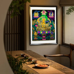 Thangka Cinese Dipinto a Mano, Buddha Manjushri Avalokiteshvara, Divinità della Ricchezza, <span class=keywords><strong>Arte</strong></span> Buddista da Appendere per Soggiorno/Ingresso - Product Image 4
