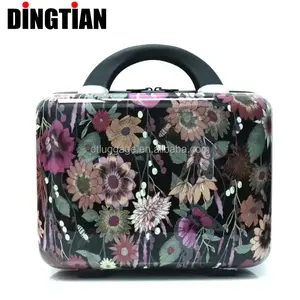 Kleurrijke Bedrukking 12 Inch Draagbare Bagage Abs + Pc Cosmetische Tassen Met Printpatroon Mode Mini Koffer Met Handvat