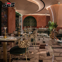 Ensemble de chaises de restaurant J2S Luxury Gold en acier inoxydable, style trône royal moderne, assise rembourrée blanche durable, pour hôtel, banquet, événement