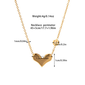 Collar de Perlas Doradas <span class=keywords><strong>con</strong></span> Colgante de Corazón para Mujer, <span class=keywords><strong>Cadena</strong></span> de Eslabones de Acero de Titanio, Estilo Moderno, para Uso Diario - Product Image 5