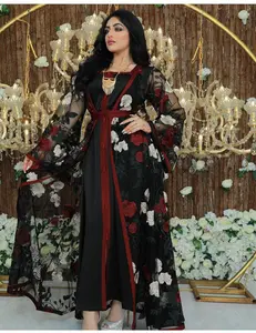 Manufacture Eid maxi elegant quality muslim organza dress iraq lace dresses women