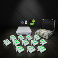 Paquete de 10 Unidades: 4 Focos LED Inalámbricos DMX RGBWAUV de 18W con Batería, Estuche de Carga, Control por Aplicación, Iluminación para Bodas, Eventos y Escenarios