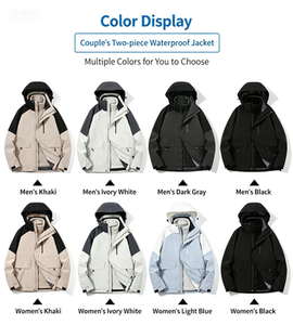 <span class=keywords><strong>Veste</strong></span> coupe-vent en polyester 3 en 1, couleur unie, à capuche, design tendance, avec doublure amovible pour carnet de croquis, utilisable en toutes saisons - Product Image 4