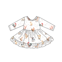 Robe florale pour petites filles, printemps, respirante, manches longues, nœud au dos, grande taille, mélange de coton, robe décontractée