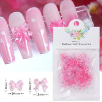 Accessoires pour ongles en forme de nœud en ruban rose transparent, 50 pièces/sac, logo gratuit