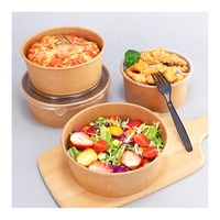 Contenants alimentaires en papier sulfurisé écologiques personnalisés de 500 ml/750 ml/1000 ml/1300 ml, boîte à lunch bento, bol à salade de fruits, anti-fuite
