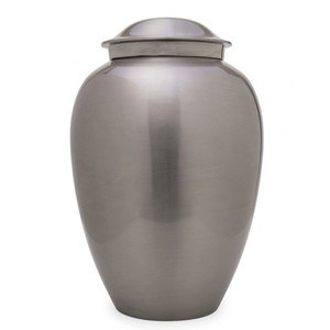 Urne funéraire en aluminium argenté, vase commémoratif en métal pour cendres, urne ronde personnalisée pour commémoration - Artisanat indien - Product Image 1
