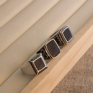 Bold Retro Epoxy Resin <b>Ring</b> Geometric Asymmetry <b>Titanium</b> Steel SA905 Men's Fashion Jewelry Gift - Product Image 1