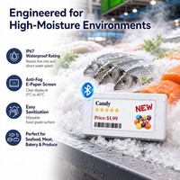 Label Rak Elektronik 2,13 Inci 4-Warna BWRY BLE 5.0 Kontrol Aplikasi Seluler 250x128 E-Paper ESL Label Harga Digital untuk Supermarket
