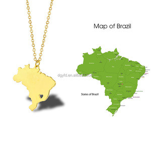 Bijou <span class=keywords><strong>carte</strong></span> du monde personnalisé collier en acier inoxydable plaqué or 18 carats pour femmes - Product Image 2