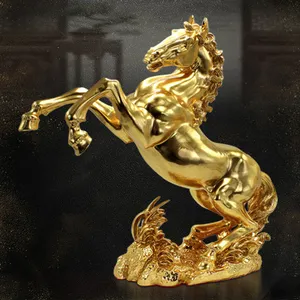Handgemaakte Metalen Luxe Op Maat Gemaakte Paardengeschenken Voor Woonkamer En Kantoordecoratie Fengshui 24K Goud Gouden Kleur