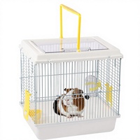 Cage de transport portable respirante en fer pour petits animaux (hamster nain, chinchilla) avec bouteille d'eau et bol à nourriture