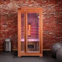 Petite taille, sauna infrarouge intérieur pour une personne, bois de pruche et de cèdre rouge de luxe, avec panneau de commande 220V
