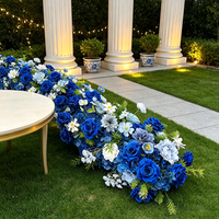 2M Zijden Kunstmatige Rozen Bloemenrij Donkerblauwe Bruiloft Achtergronddecoratie voor Vierkante Boog Frame Bloemstuk