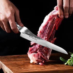 Cuchillo Japonés de Tallado Forjado a Mano OEM, con Núcleo de Acero VG10 y Revestimiento <span class=keywords><strong>San</strong></span> <span class=keywords><strong>Mai</strong></span>, HRC 63-64, para Marcas de Cubiertos de Lujo y Venta al por Menor de Alta Gama - Product Image 2