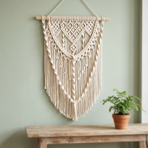 Tapiz de Pared Bohemio de Macramé de Algodón, Hecho a Mano, Ecológico, para Decoración del Hogar, Dormitorio, Sala de Estar - Regalo de Cumpleaños/Boda - Product Image 1