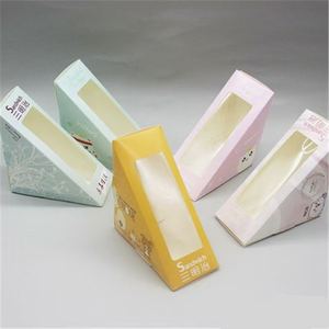 Commercio all'ingrosso Custom Food Grade Sandwich scatola di imballaggio da asporto triangolo scatole di carta con finestra per panetteria <span class=keywords><strong>panini</strong></span> produrre - Product Image 6