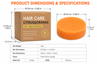 Barra de Champú Sólido Artesanal con Extracto de Naranja Cítrica, a Base de Plantas, Nutritiva, para un Cabello Suave, Sedoso y Brillante, Hidratante, 70g