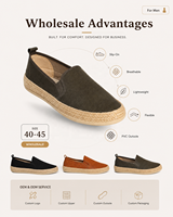 2026 Logo Personnalisé Homme Espadrilles Toile Jute Tressé Mocassins Élastique Slip On Plats Chaussures Marche Décontractées
