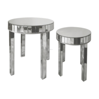 Table basse moderne de luxe en argent miroir avec diamants concassés pour meubles de chambre à coucher ou de salon