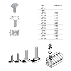Oemm5 M6 M8 Stainless Steel Hexagon Flange Nuts <strong>T</strong>-slot Drop-in Stud Screw <strong>Bolt</strong> <strong>T</strong>-type Nuts Fastener For Aluminum Alloy 2020 3030 - Product Image 1