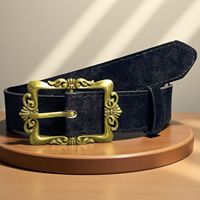 Ceinture en daim pour femmes, boucle en alliage vintage ornée, ceinture en cuir élégante, accessoire pour robes quotidiennes et tenues tendance