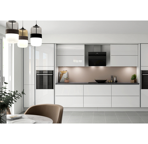 2025 Australia Home Project Combinación de colores de dos tonos <span class=keywords><strong>Simple</strong></span> I Shape Grey MDF Lacquer Gabinete de cocina de madera Diseño moderno - Product Image 3