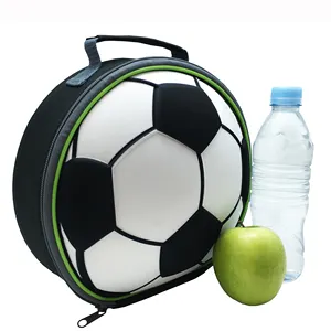 Fashion kids insulated football soccer shape cooler lunch tote bag
