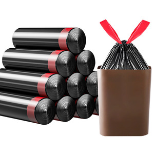 Drawstring garbage bags, thickened, portable, suitable for home use, kitchens, dormitories, and students. Large size, black - Product Image 1