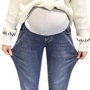 DiZNEW OEM/ODM пользовательские высокоэластичные Женские джинсы для беременных удобные джинсы для беременных оптовая продажа вымытые джинсы для беременных