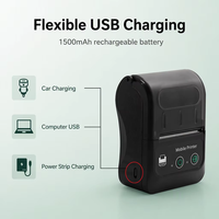 Printer Barcode Thermal Mini 58mm Portabel dengan Baterai Isi Ulang Mesin Pencetak Tagihan Nirkabel Bluetooth untuk Ponsel