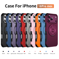 Étui de protection ultra premium hybride TPU PC avec support magnétique rotatif à 360°, antichoc, antidérapant, compatible avec la charge sans fil pour iPhone 18 Pro Max