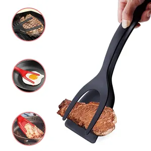2 In 1 Egg Shovel Spatula Turners Food Grade Silicone Kitchen Spatula Tongs For Omelet Fried Egg