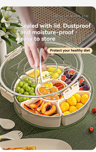 Xách Tay 6 Lưới Xoay Phục Vụ Khay Nhựa Chia Trái Cây Snack Khay Trong Suốt Xoay Thực Phẩm Lưu Trữ Hộp Với Nắp - Product Image 4